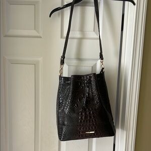 Elegant Brown Croc-Embossed Bucket Bag Brahmin
